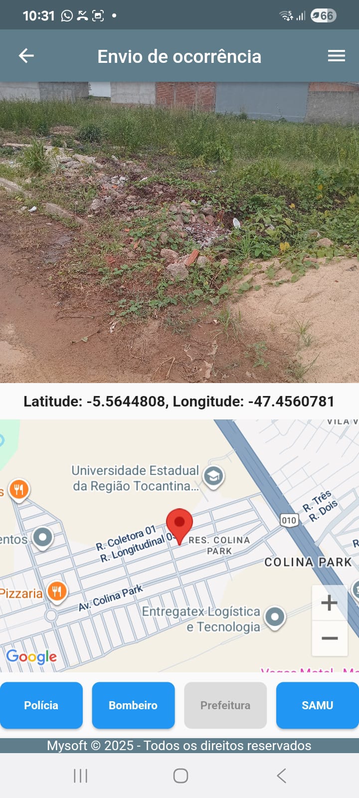 CidadeConnect - Envio de Ocorrência