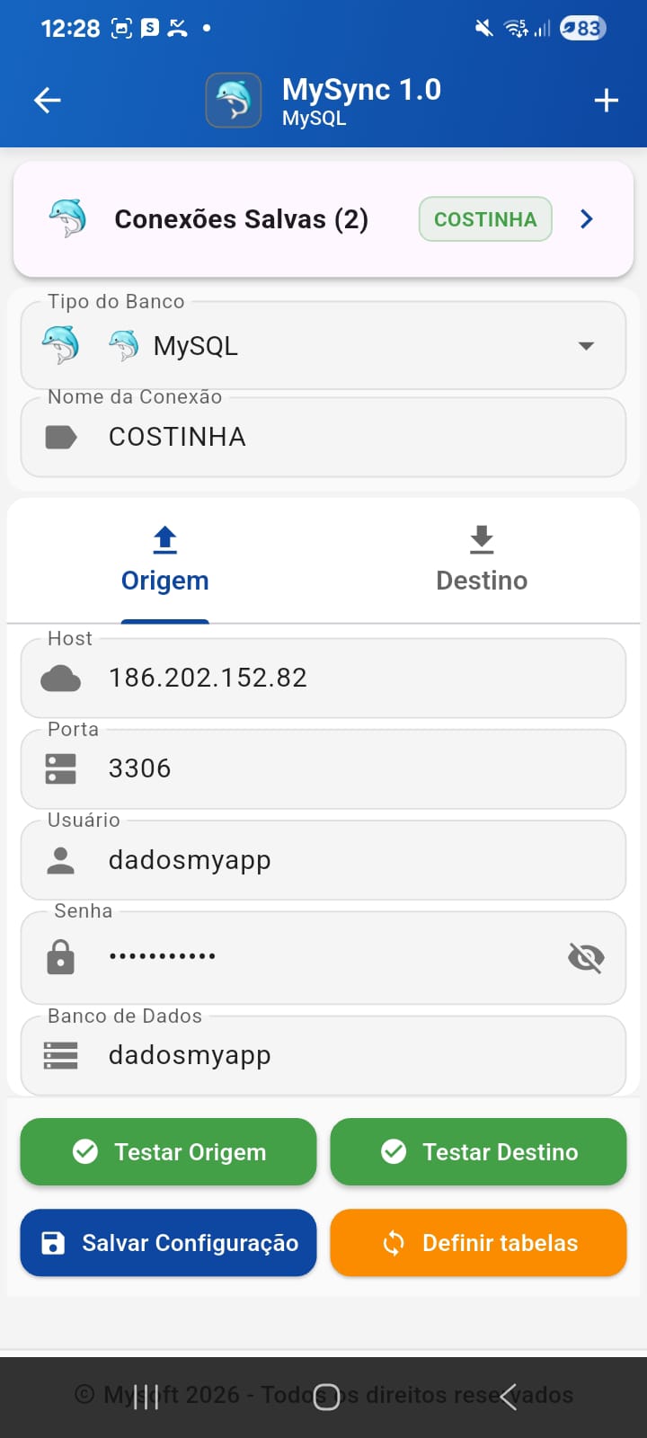 MySync - Tabelas Selecionadas