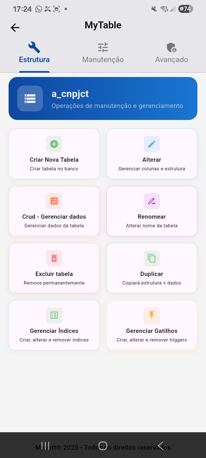 MyTable - Interface Principal